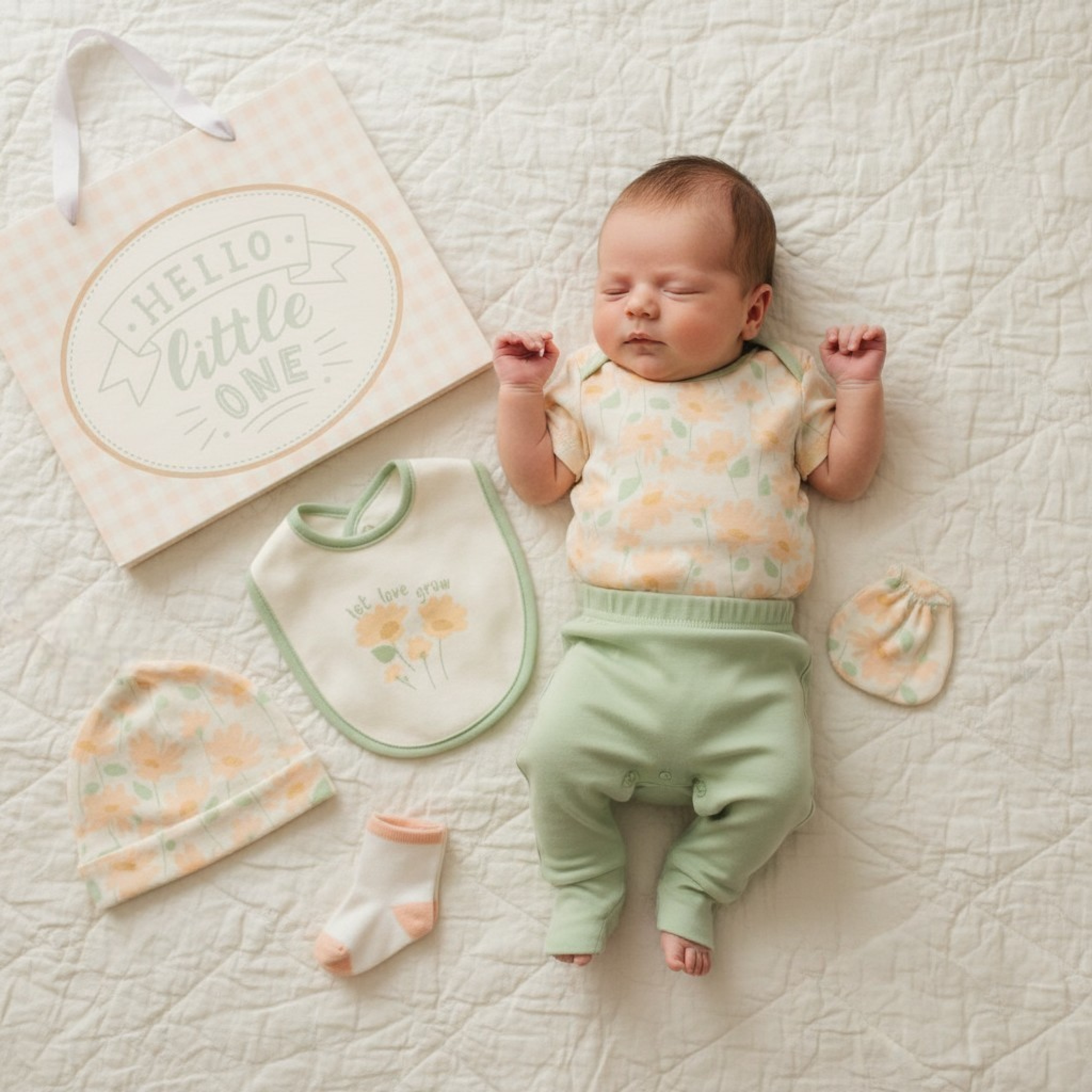 Just For Me Gp-25-1369 503532025369 5 JF25-1369C Flowers 8 Piece Layette Set & Bag (0-6m)
