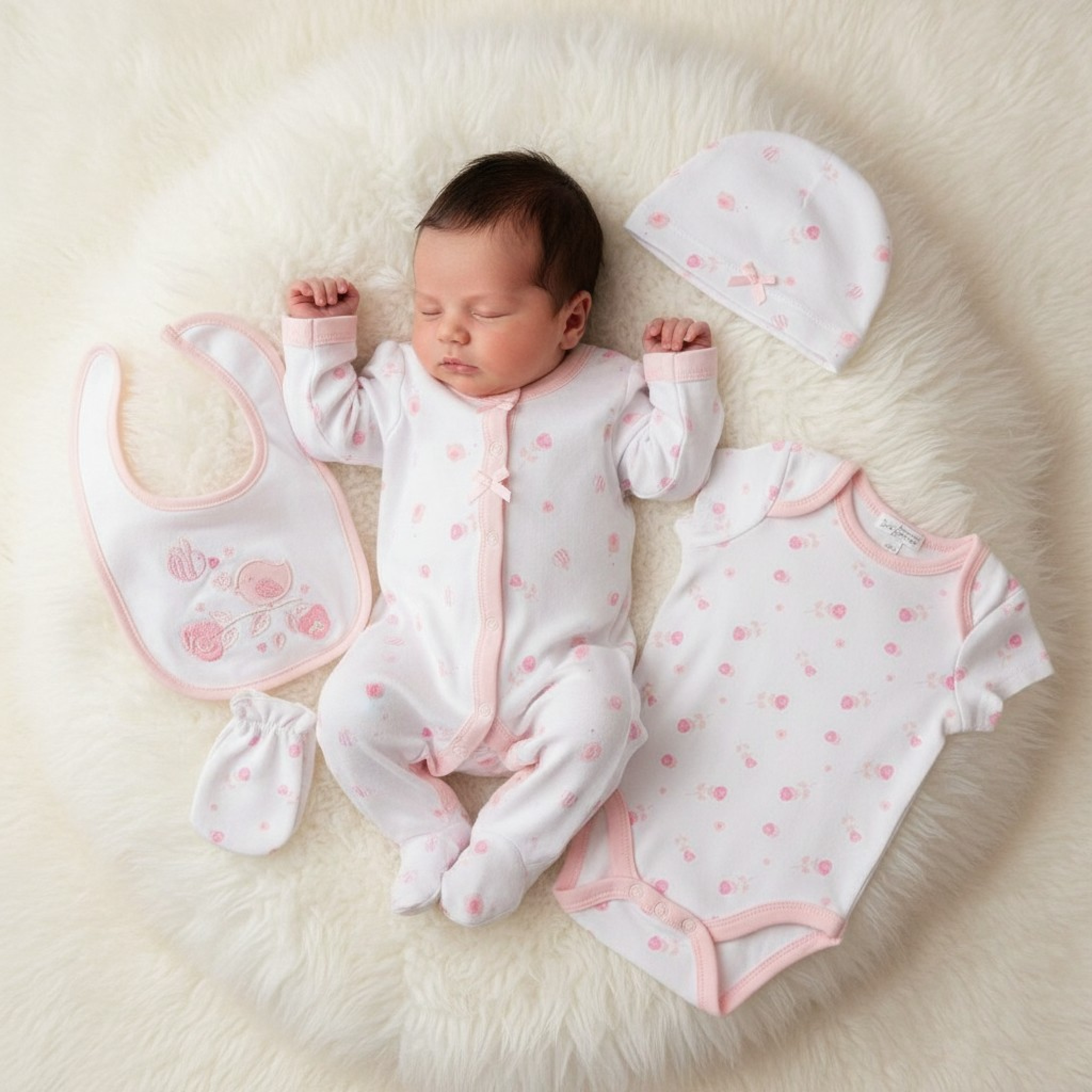 Just For Me GP-25-1377 503532025377 0 JF25-1377P Bird 5 Piece Layette Set  (0-6m)