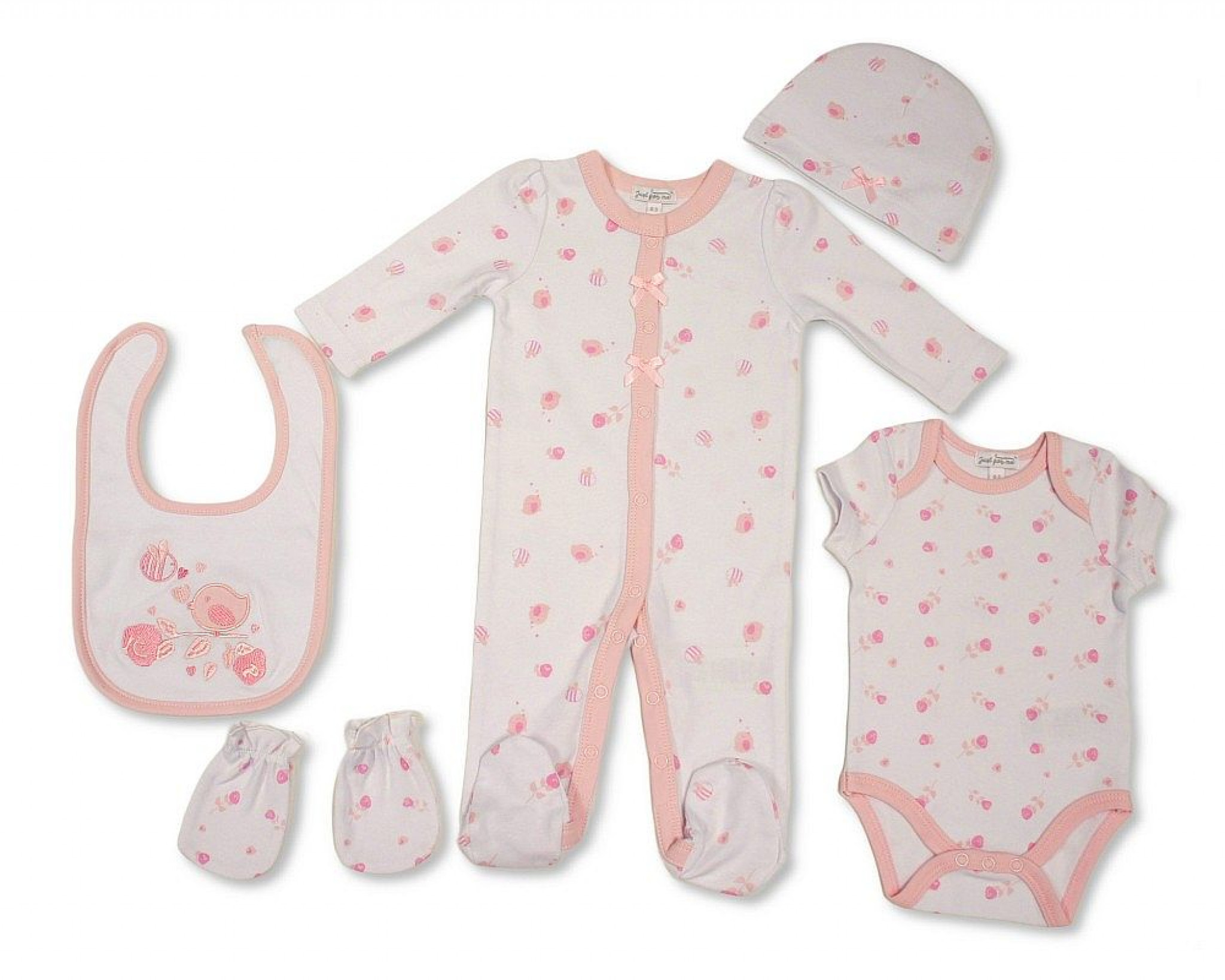 Just For Me GP-25-1377 503532025377 0 JF25-1377 Bird 5 Piece Layette Set  (0-6m)