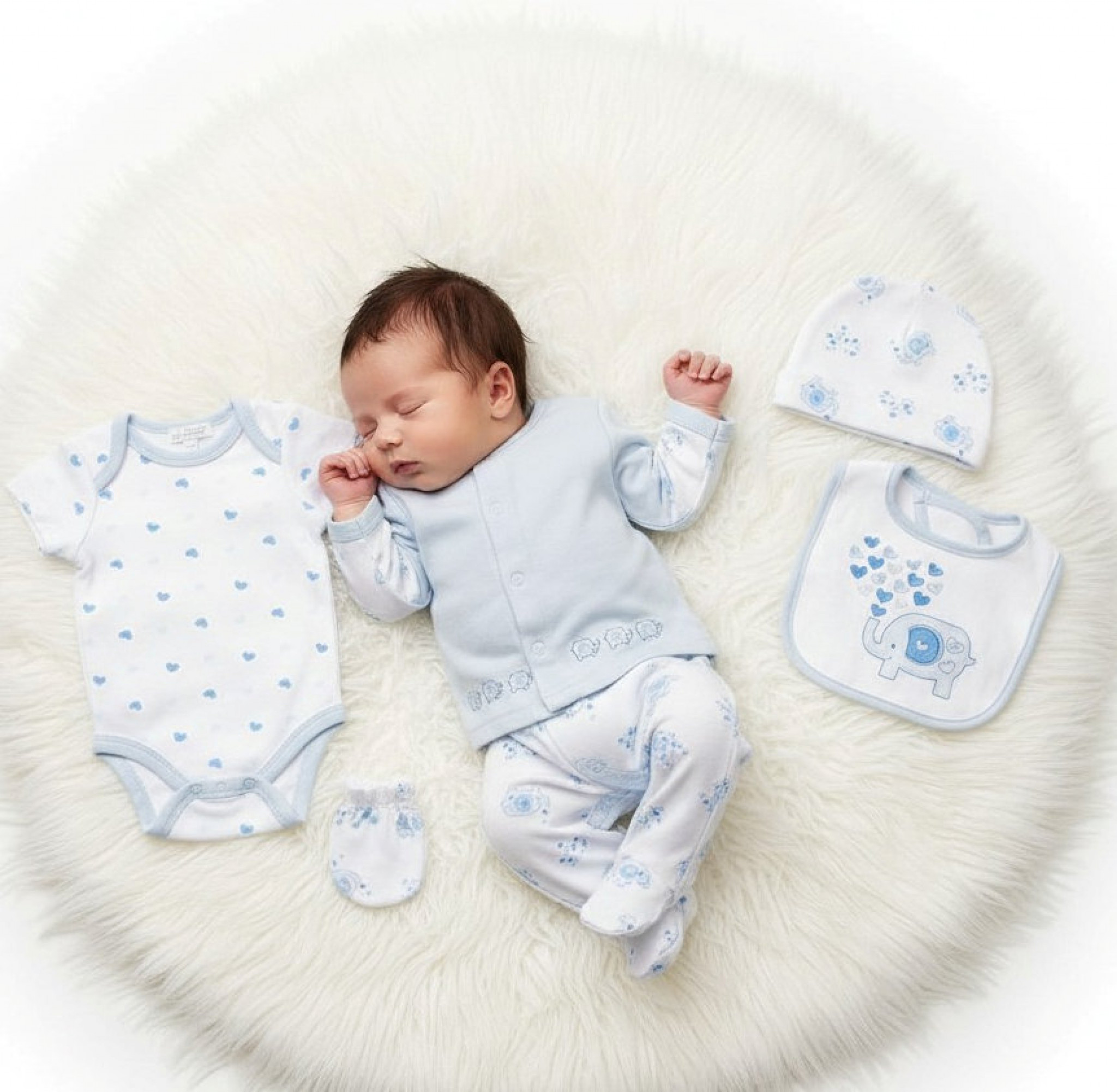 Just For Me GP-25-1382 503532025382 4 JF25-1382S Elephant hearts Bear 6 Piece Layette Set  (0-6m)