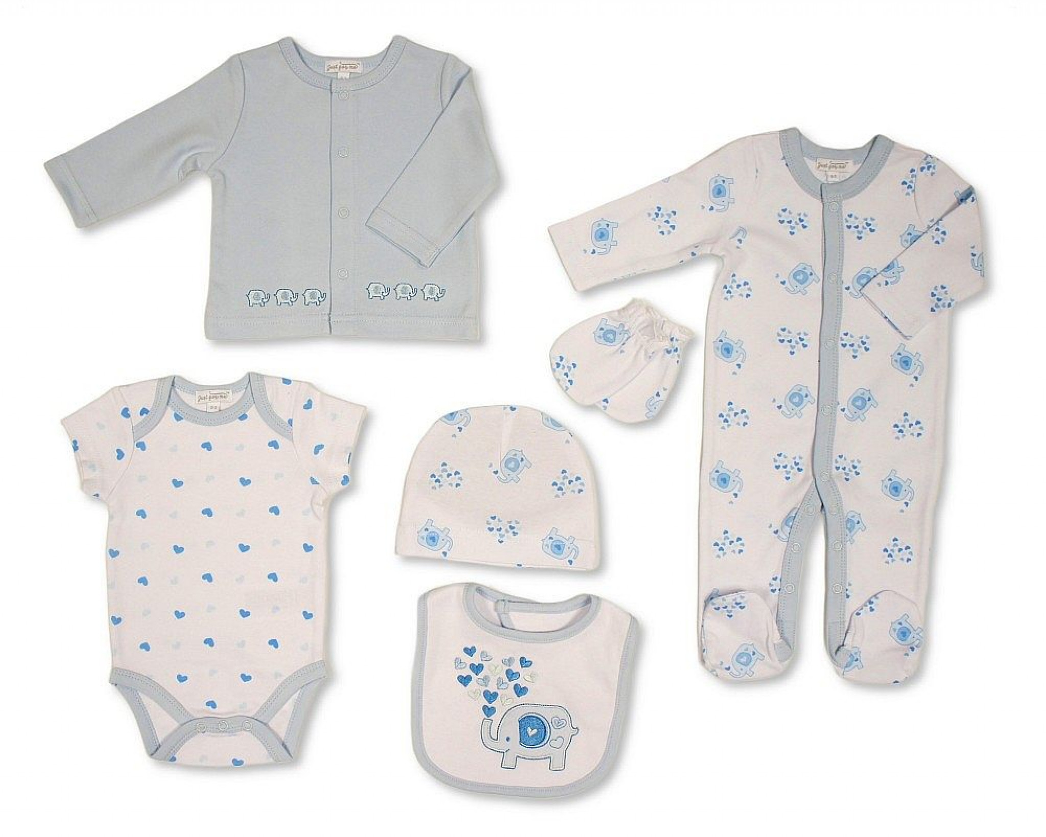 Just For Me GP-25-1382 503532025382 4 JF25-1382 Elephant hearts Bear 6 Piece Layette Set  (0-6m)