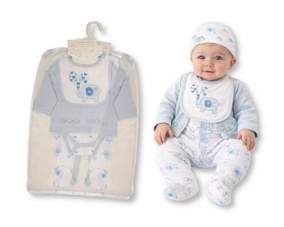 Just For Me GP-25-1382 503532025382 4 JF25-1382 Elephant hearts Bear 6 Piece Layette Set  (0-6m)