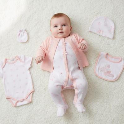 JF25-1387-P  Swan 6 Piece Layette Set   (0-6m)