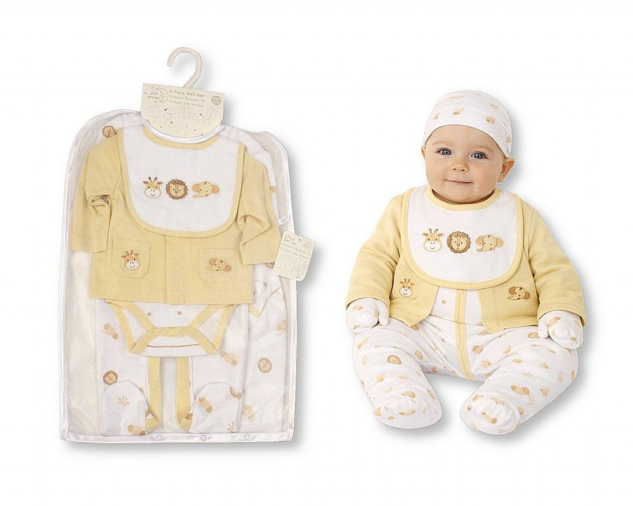 Just For Me GP-25-1392 503532025392 3 JF25-1392  Animals 6 Piece Layette Set  (0-6m)