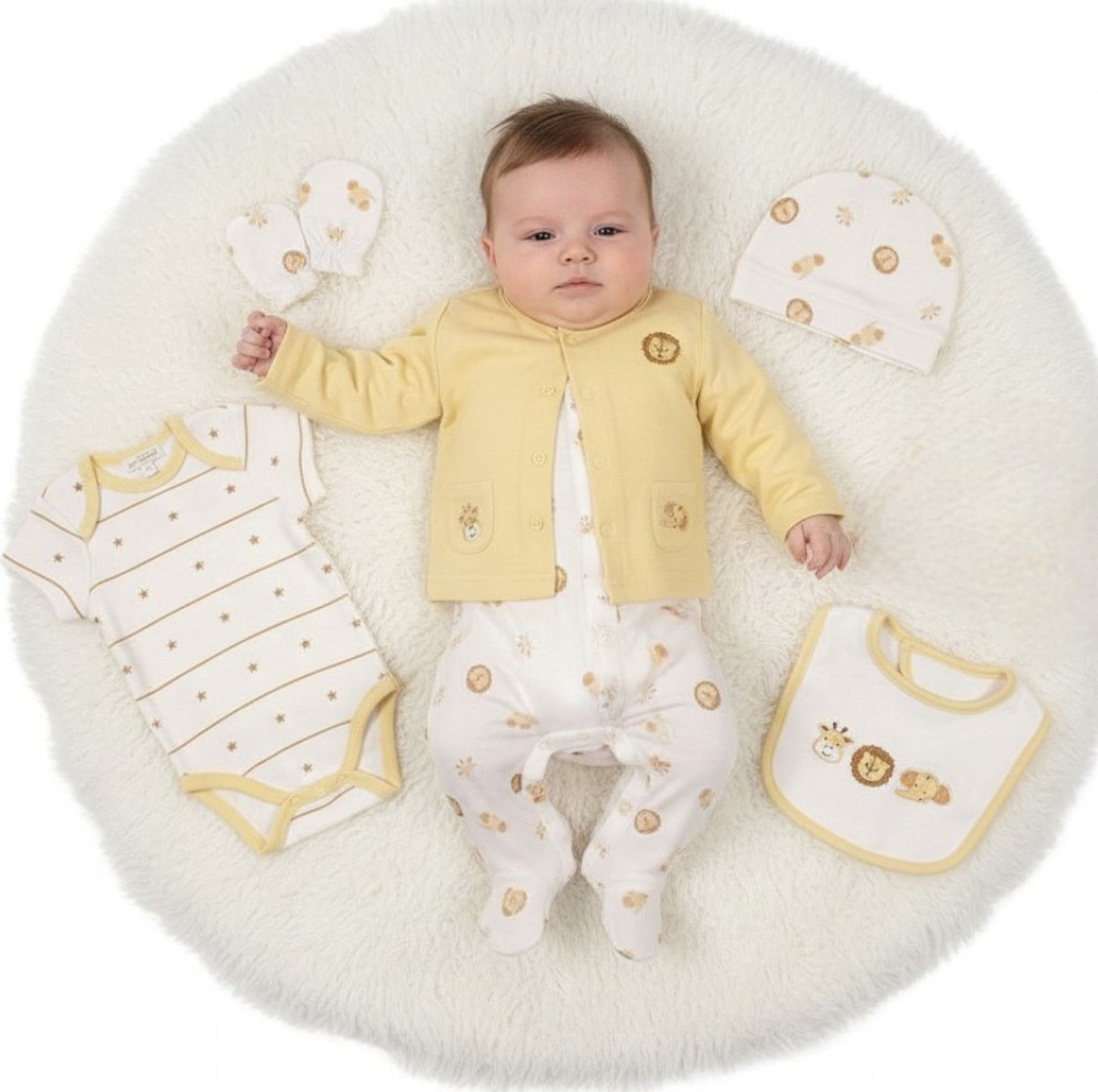 Just For Me GP-25-1392 503532025392 3 JF25-1392-T  Animals 6 Piece Layette Set  (0-6m)