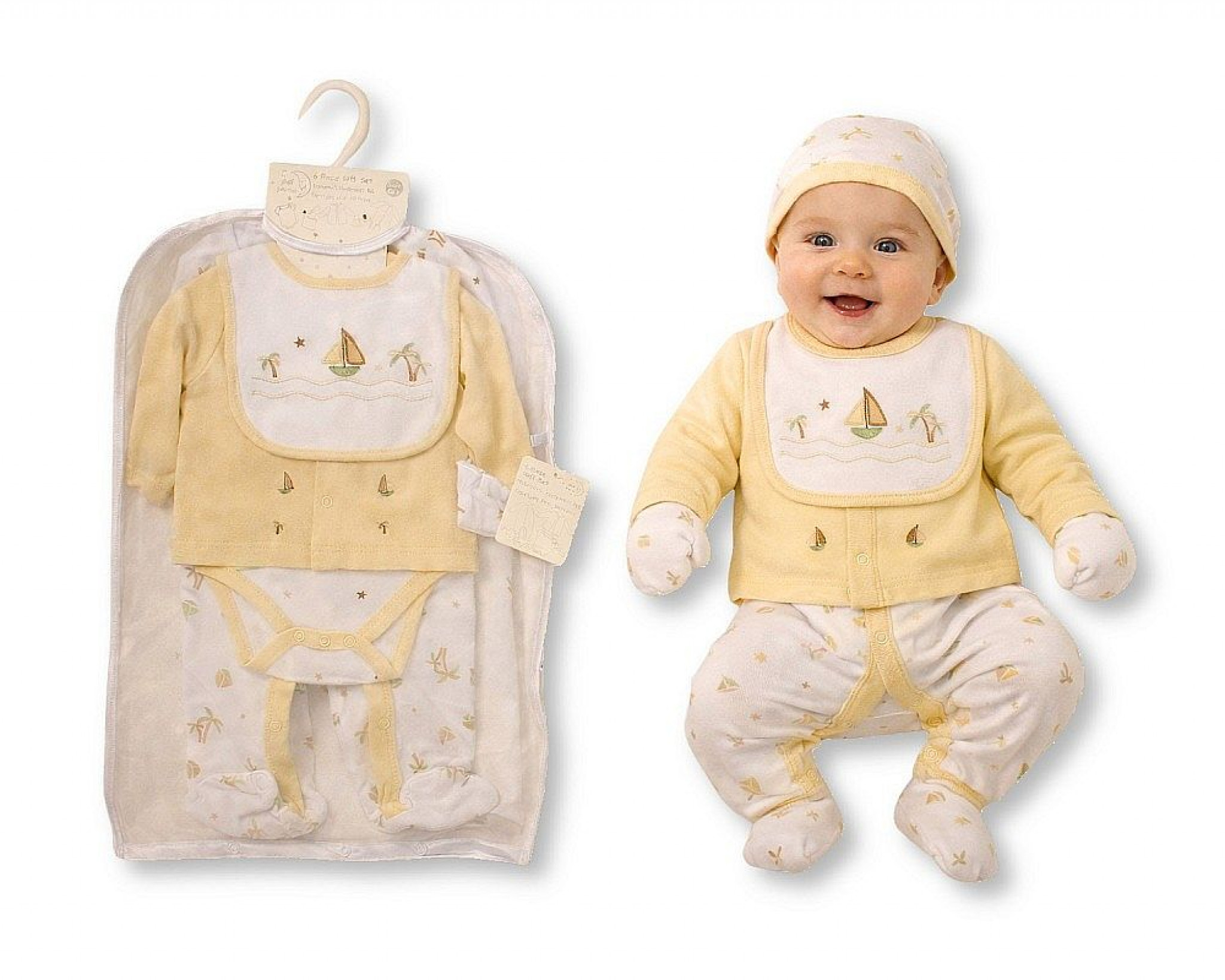 Just For Me GP-25-1393 503532025393 0 JF25-1393 Sailboat 6 Piece Layette Set  (0-6m)