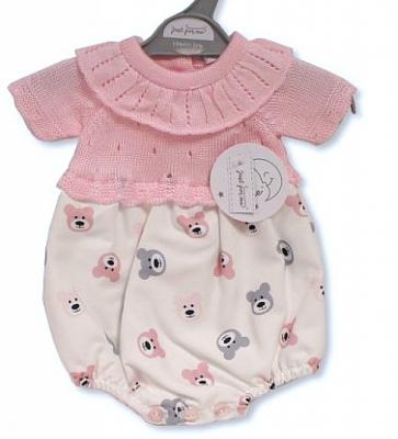 Just For Me Pb-20-661 503532060661 3 JFLBW20-661P Teddy Knit Romper (3-8lbs)
