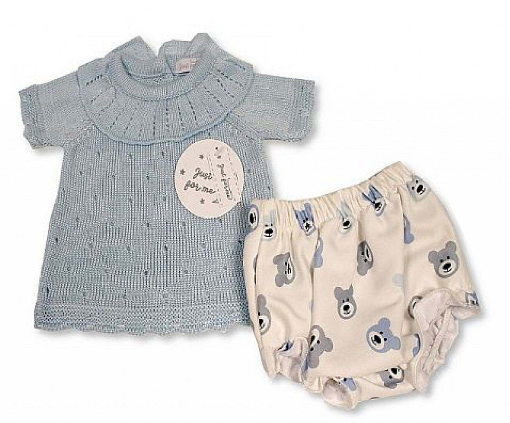 Just For Me Pb-20-662 503532040662 6 JFLBW20-662-S Teddy Knit Two Piece(3-8lbs)