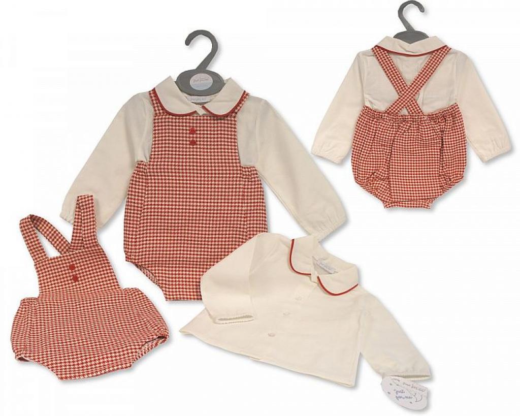 Just For Me  5035320124841 JF2484A Dogtooth Dungaree Set (12-24 months)