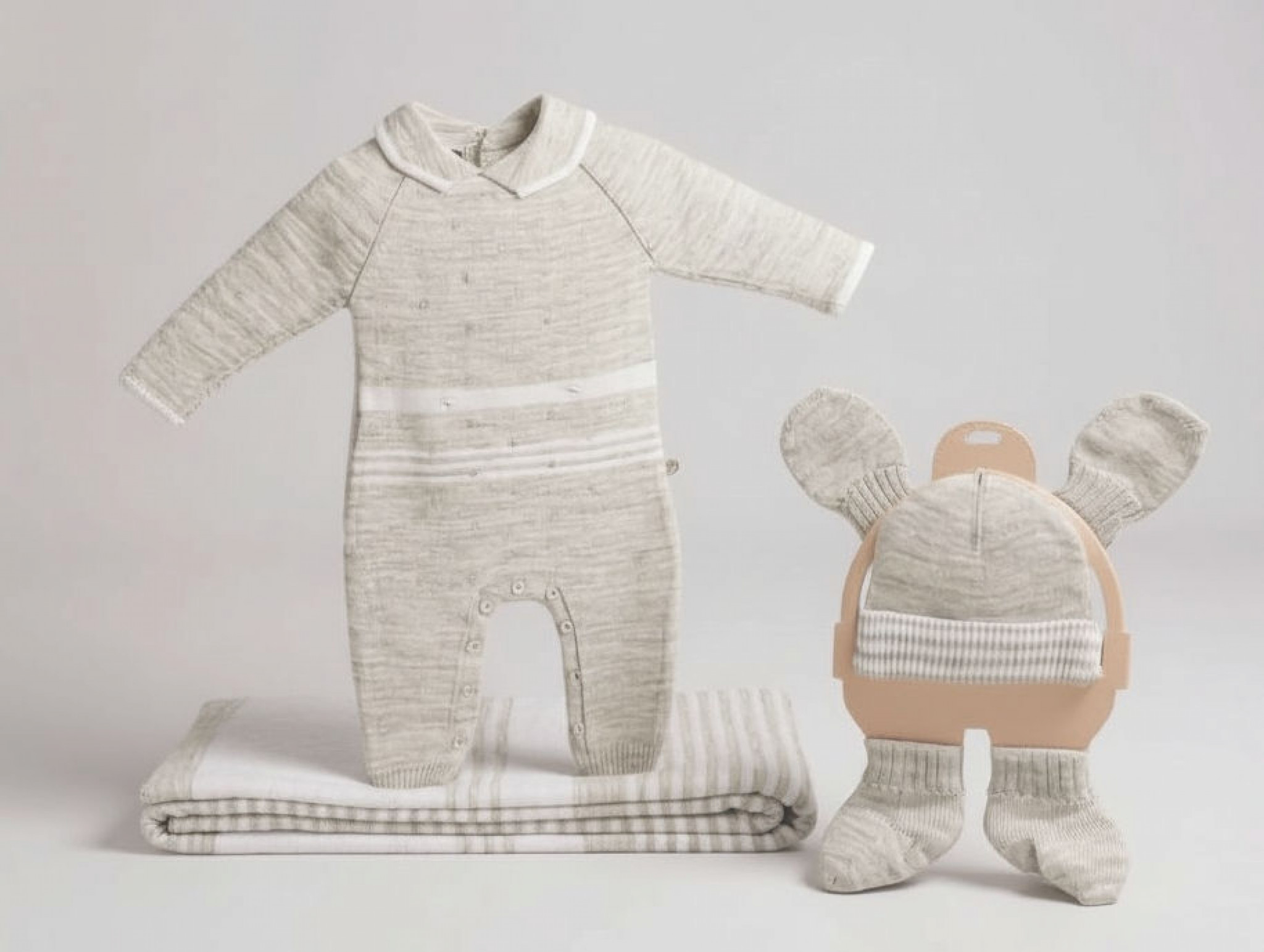 Junior Kids  * JK1809-g Grey Knitted set including shawl ( 1 month)