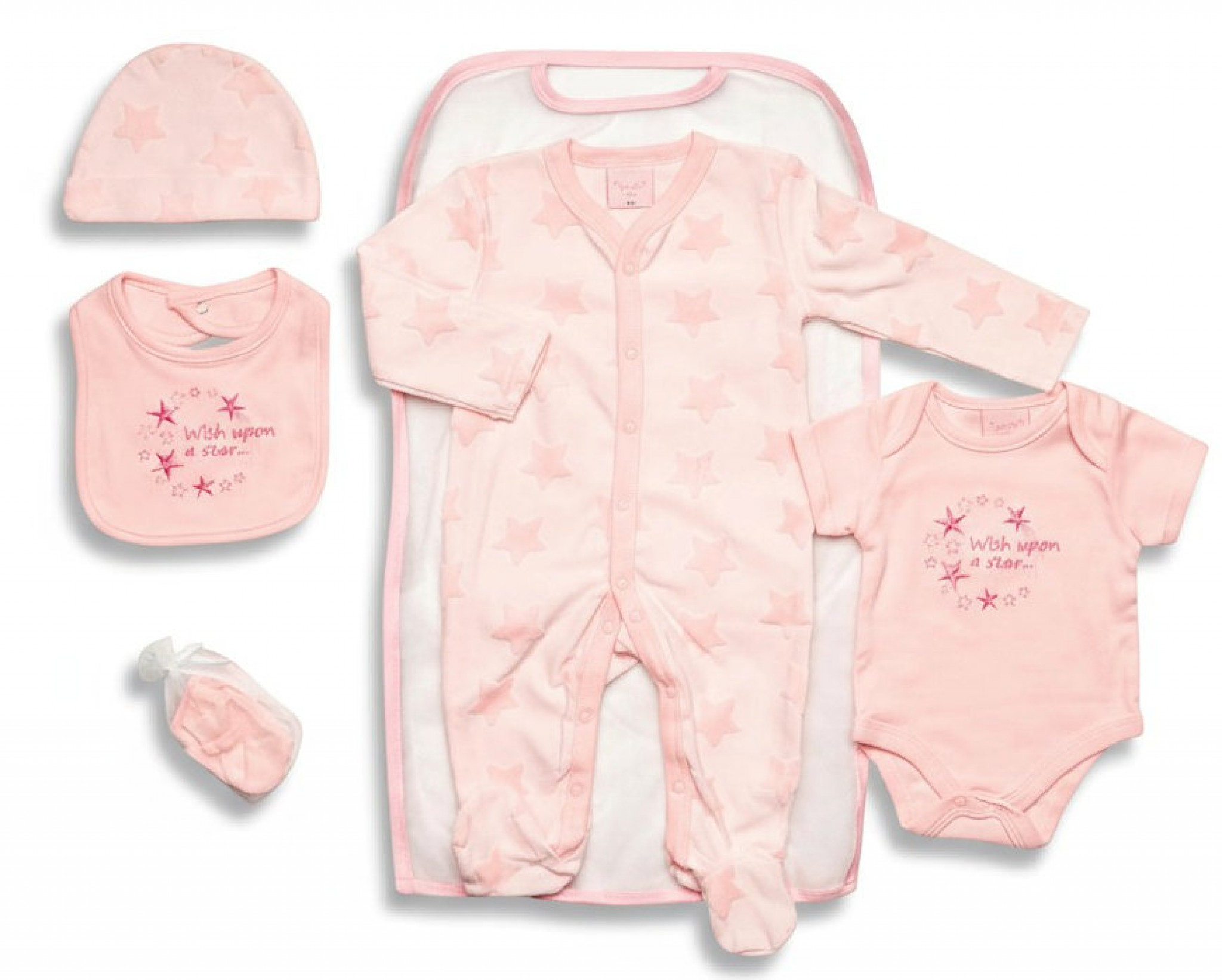 Just Too Cute 65JTC8995  JT8995 Jacquard "Wish Upon A Star" 5 Piece Layette Set (0-6m)