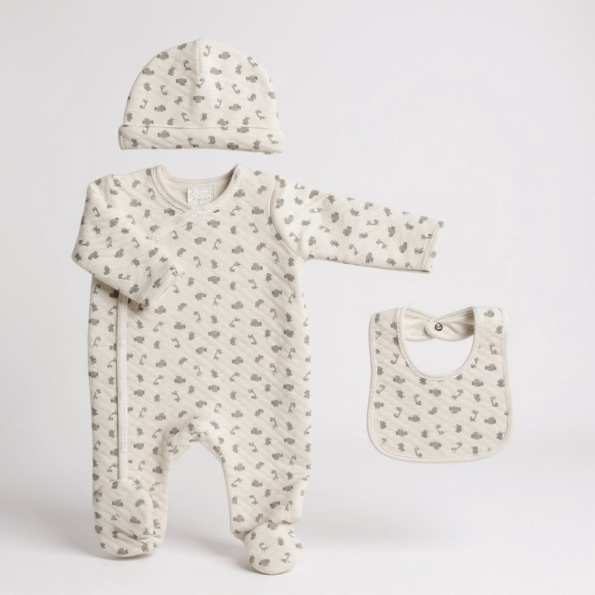 Just Too Cute 65JTC9131 5055323195600 JT9131W Quilted "Animal" 3 Piece Layette Set (0-6 month)