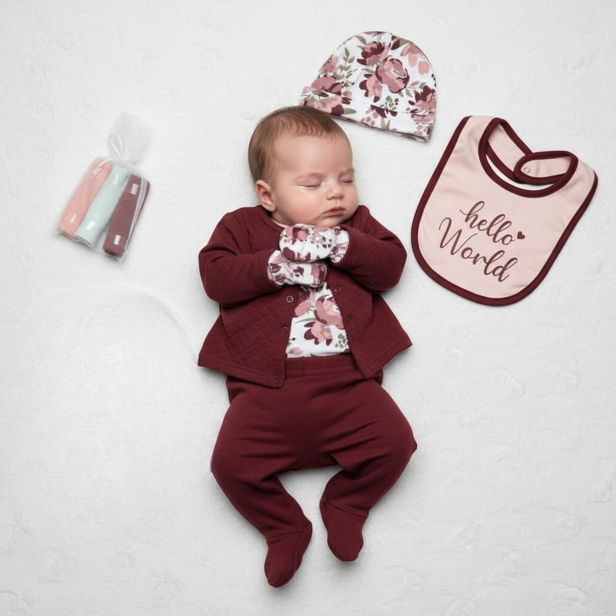 Just Too Cute 50JTC9374 * JT9374W "Hello World" 9 Piece Layette Set (0-3 months)