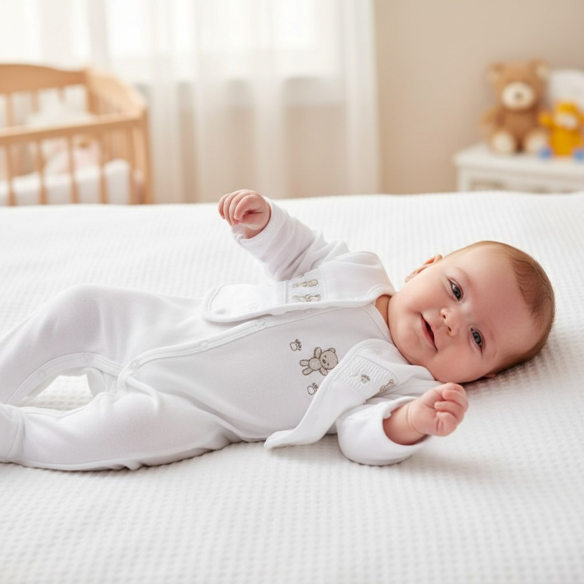 Just Too Cute 40JTC8395 5056511302831 JT9539W "Teddy" Smocked 2 Piece Set (NB-3 months)