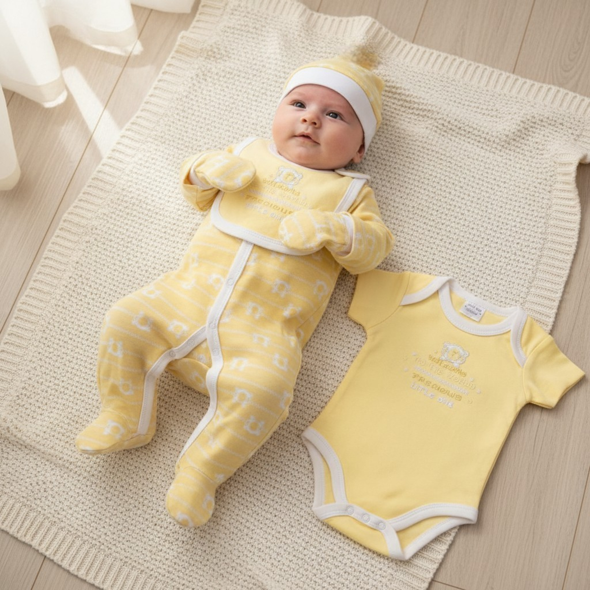 Just Too Cute 45JTC9703 * JT9708-Y "Welcome" 5 Piece Layette Set (0-3 months)