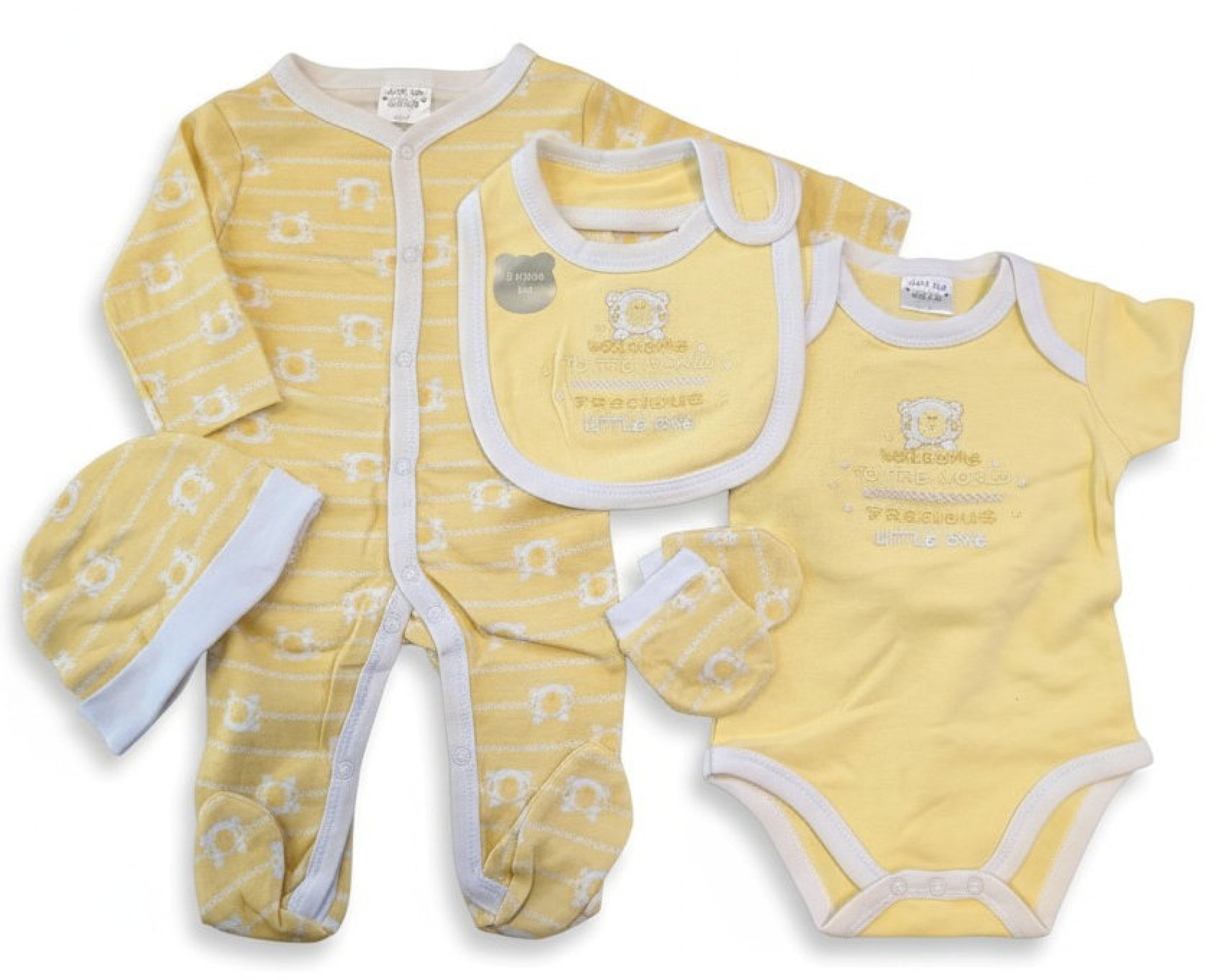Just Too Cute 45JTC9703 * JT9708 Net bag "Welcome" 5 Piece Layette Set (0-3 months)