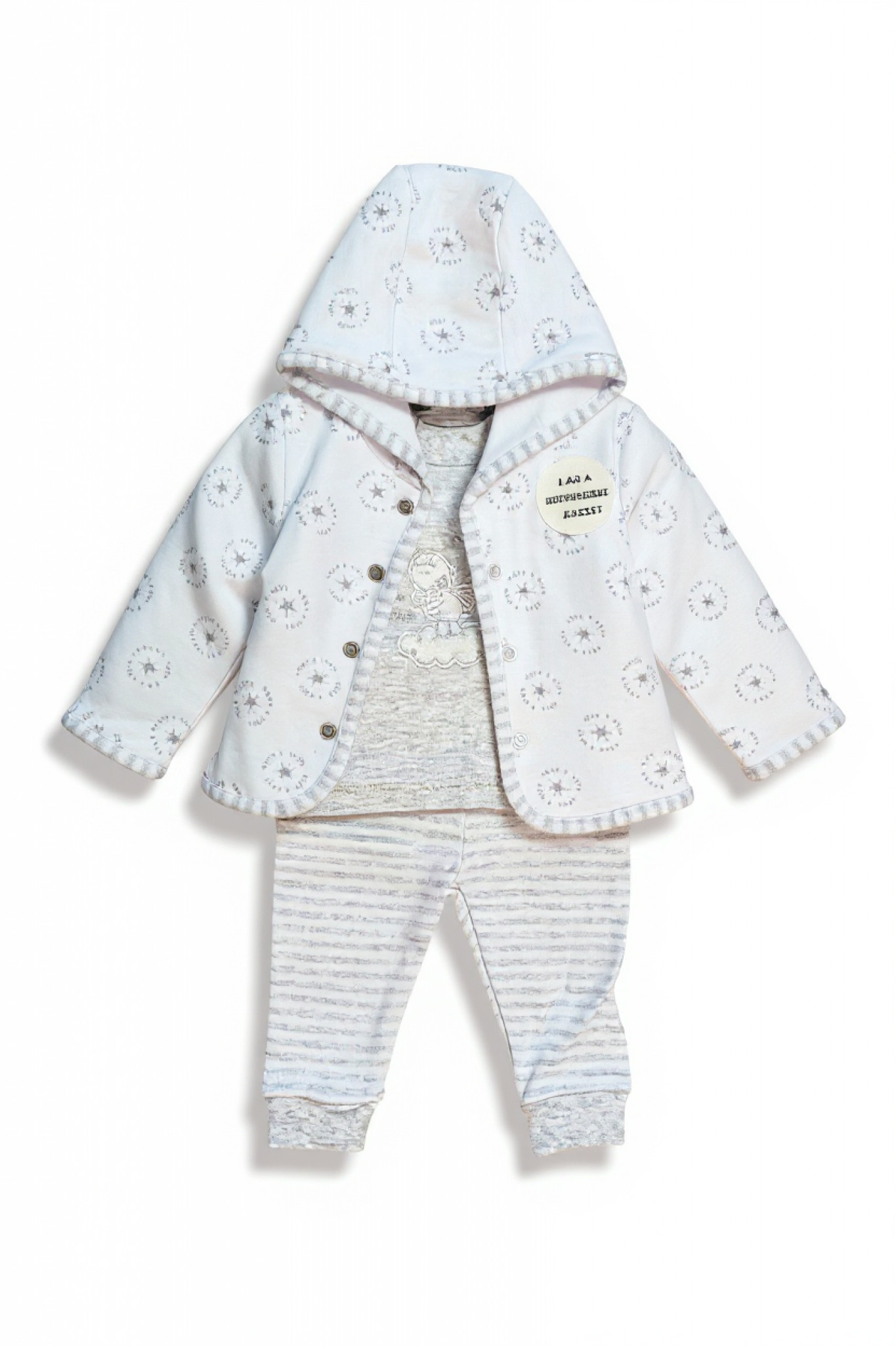 Just Too Cute  * JT9755W Reversible Padded "Wish Upon A Star"  Set (0-3 months)