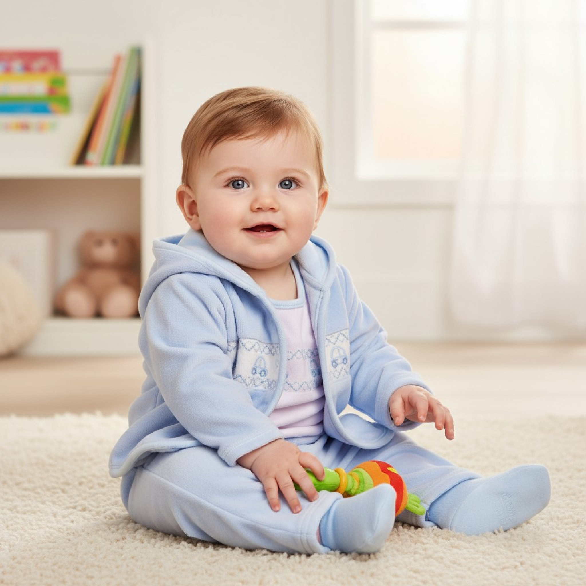 Just Too Cute   JT9767-S Velour Smocked "Cars" 3 Piece Set (0-6 months)