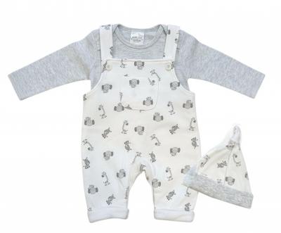 Just Too Cute  * JT9779G "Safari Animals" Fleece lined Dungaree Set (0-9 months)
