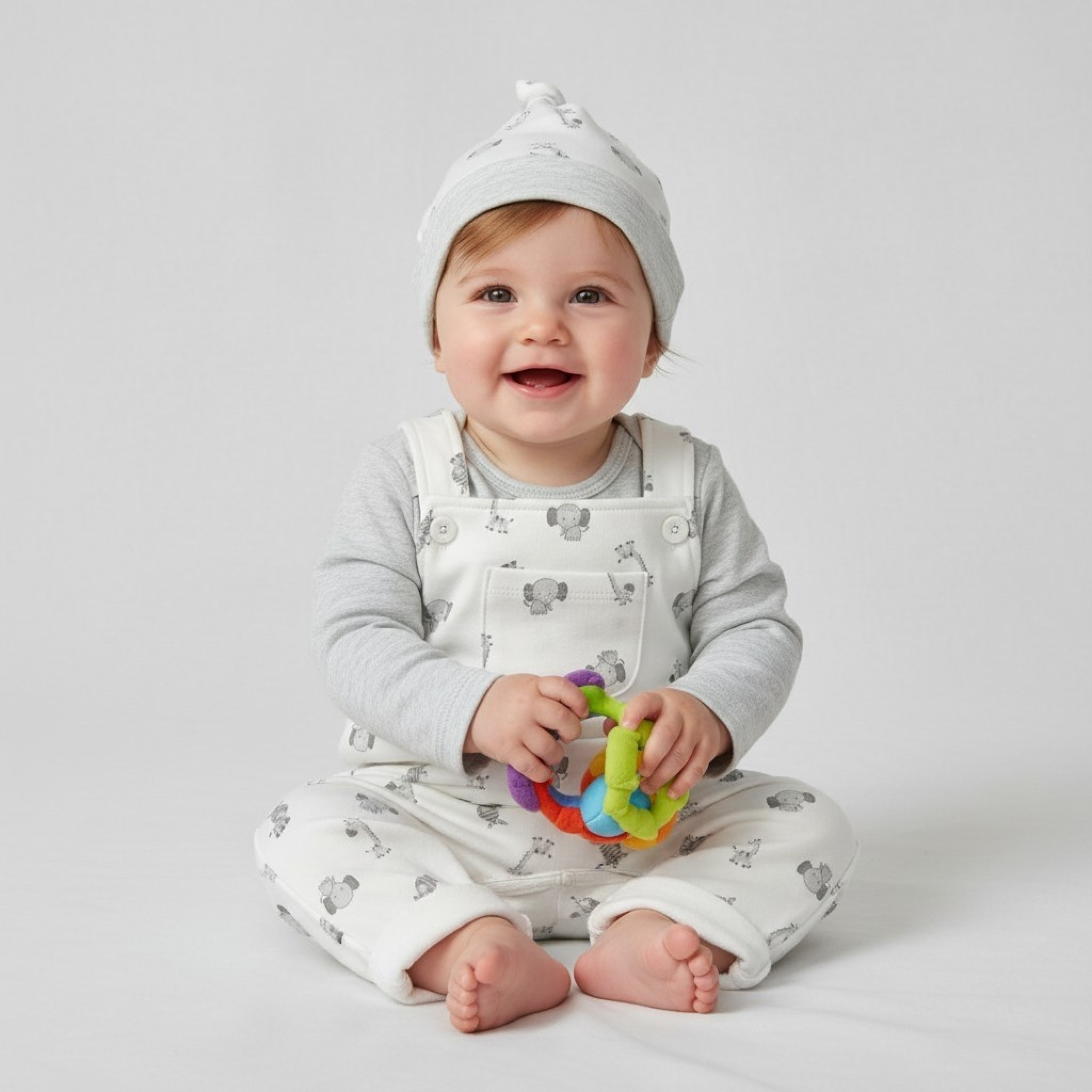 Just Too Cute  * JT9779G "Safari Animals" Fleece lined Dungaree Set (0-9 months)