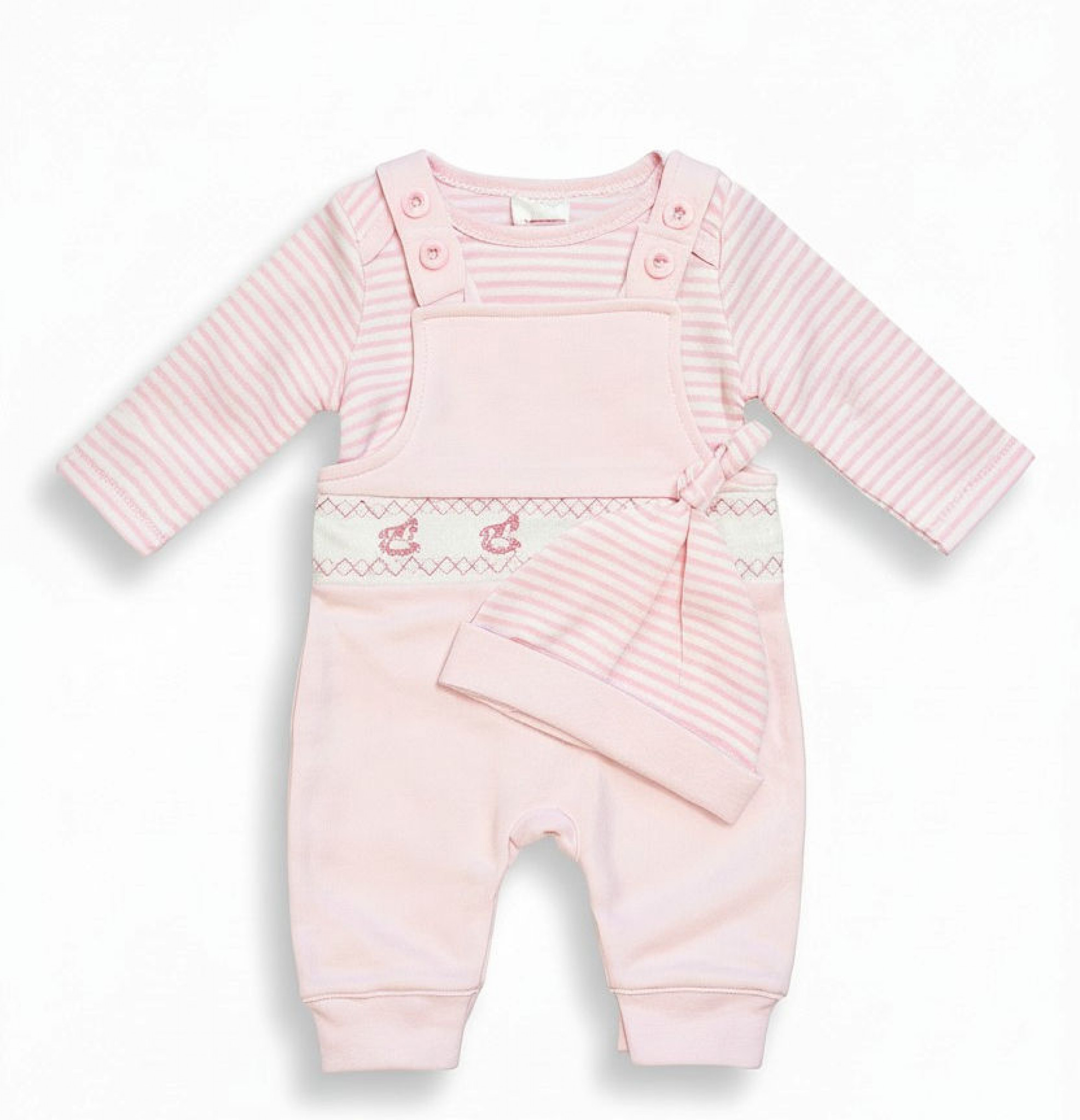 Just Too Cute   JT9817P "Rocking horse" Smocked  Dungaree Set (0-6 months)