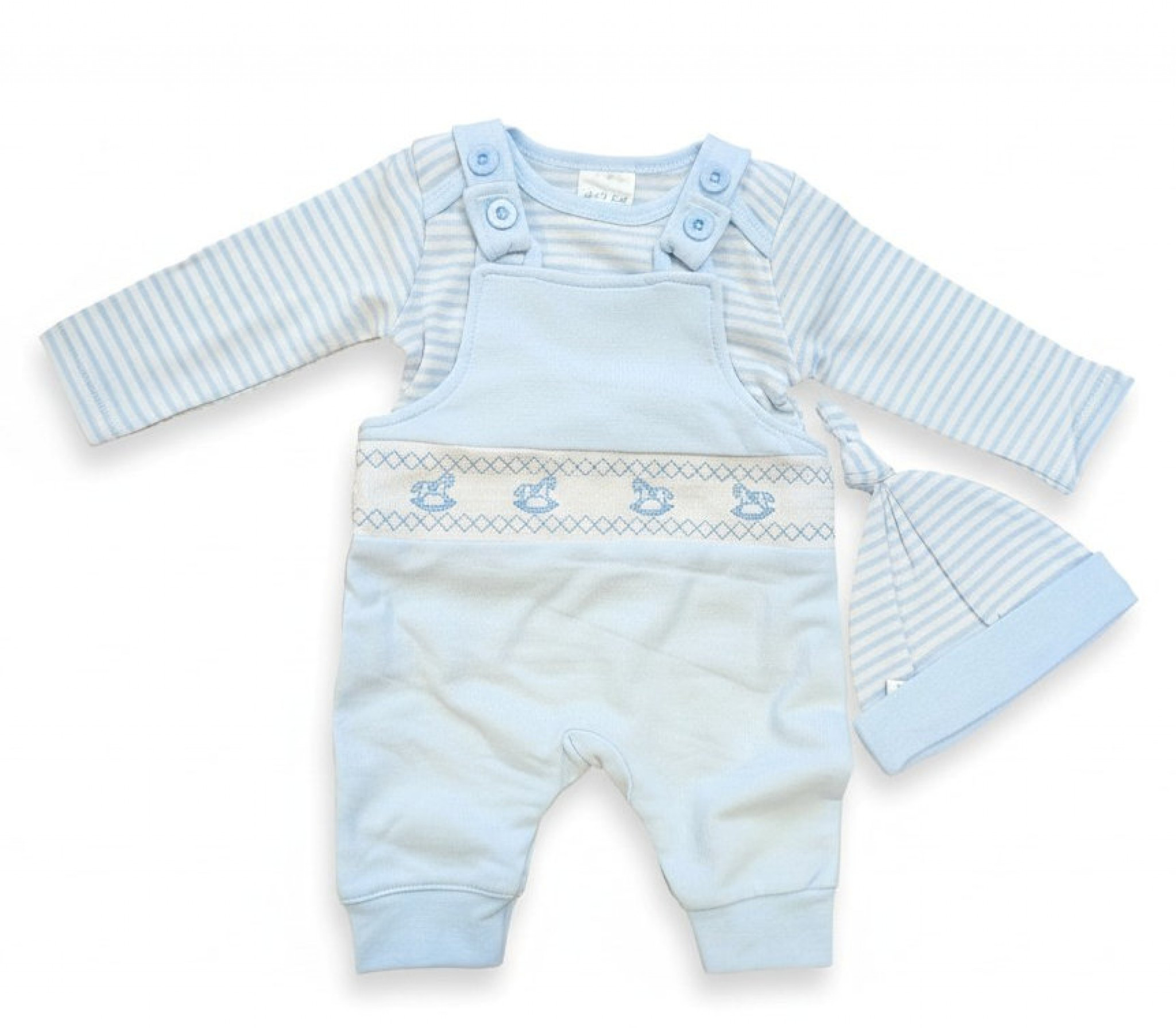 Just Too Cute   JT9817SS "Rocking horse" Smocked  Dungaree Set (0-6 months)