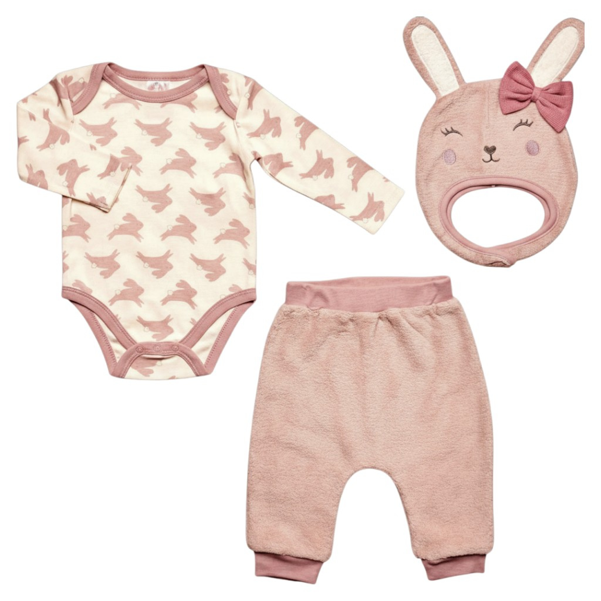 Just Too Cute JTC9839  JT9839DP "Bunny" Three Piece Set (0-9 months)