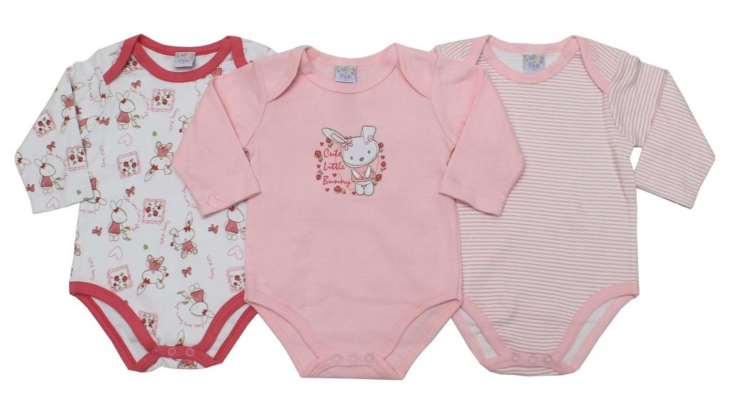 Just Too Cute   JTC8207LG "Cute bunny" Triple pack of bodysuits (NB-12 months)
