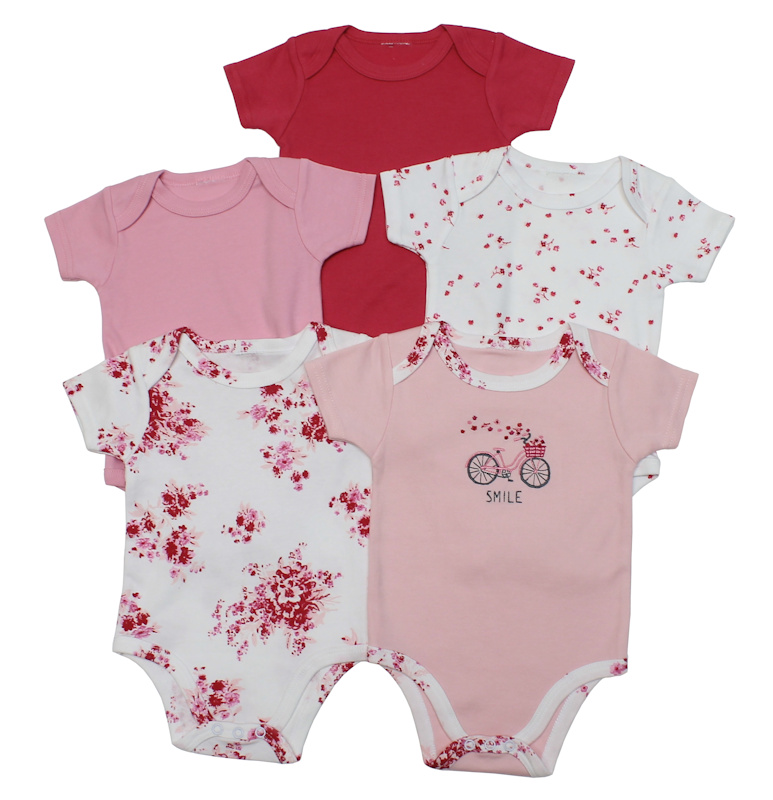 Just Too Cute 47JTC8560SG 632878540496 JTC8560SG "Flowers" Five Pack Bodysuits (0-9 months)