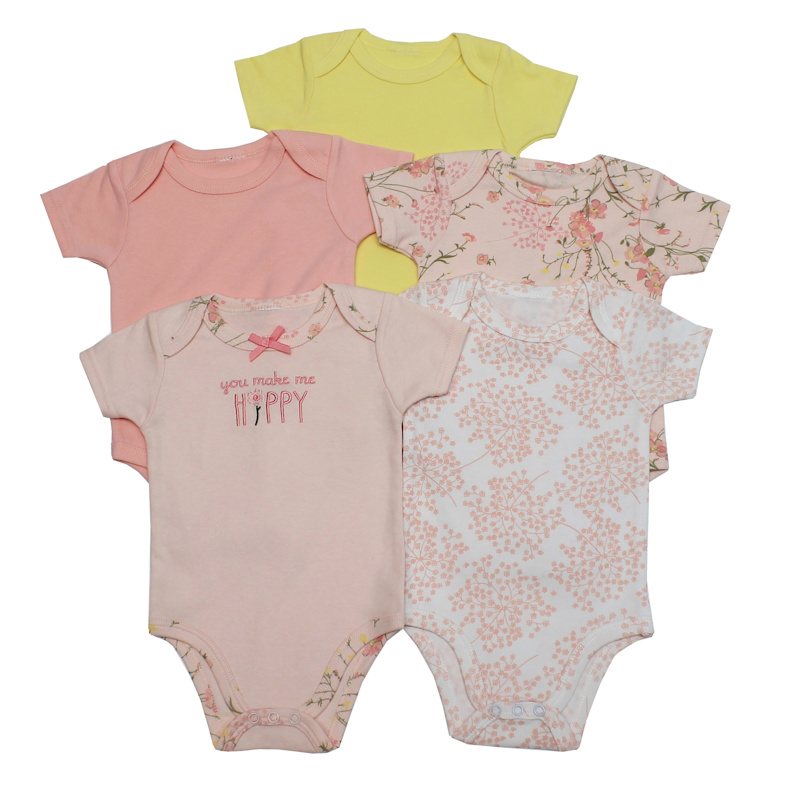 Just Too Cute 47JTC8563SG 632878540427 JTC8563SG "Flowers" Five Pack Bodysuits (0-9 months)