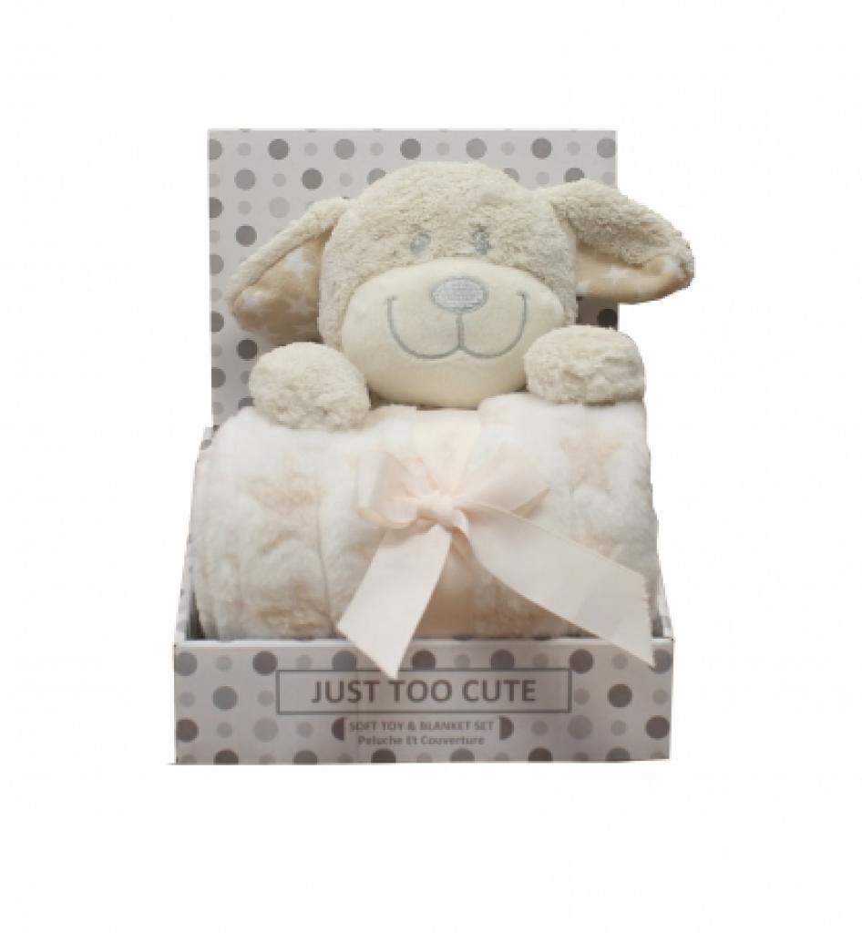 Just Too Cute 23JTC8602 5055323177743 JTC8597 "Puppy" Soft Toy and Blanket Set