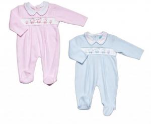 Just Too Cute 40JTC8674 5055323181467 JTC8674  Smocked Animals Velour All in one ( 0- 6 m)