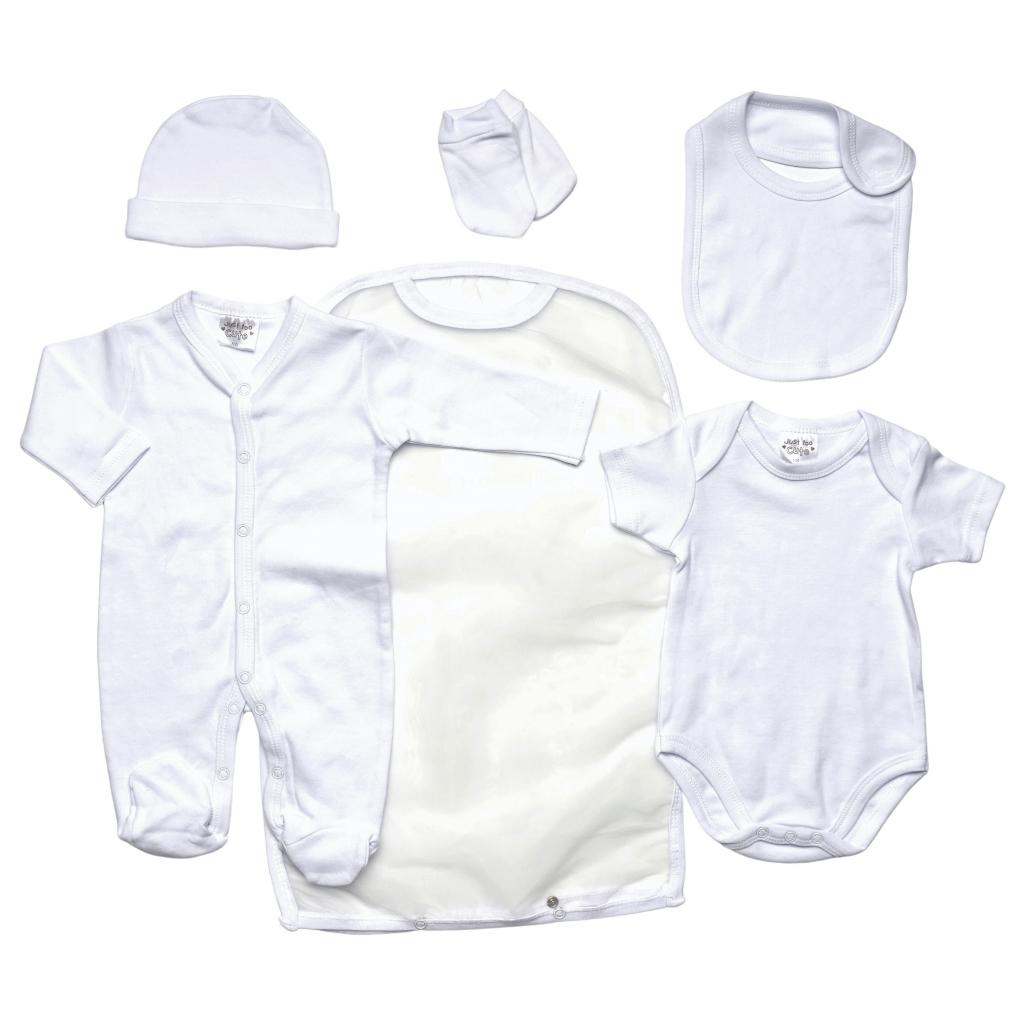 Just Too Cute 40JTC8787 5055323178641 JTC8787W Plain White 5 Piece Layette Set (Newborn-3 months)