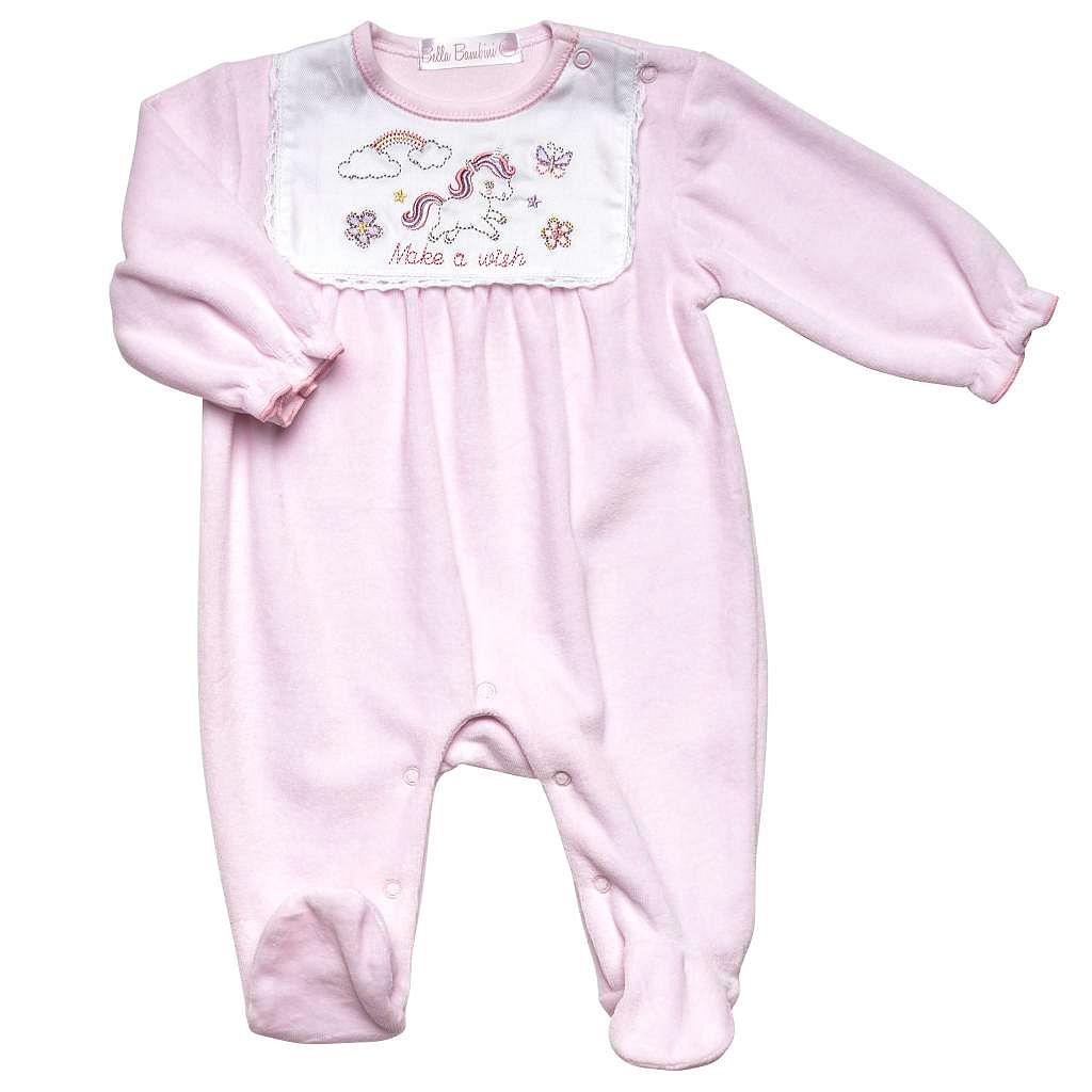 Just Too Cute  505523186769 JT8827 Velour with Unicorn Bib (0-9 months)