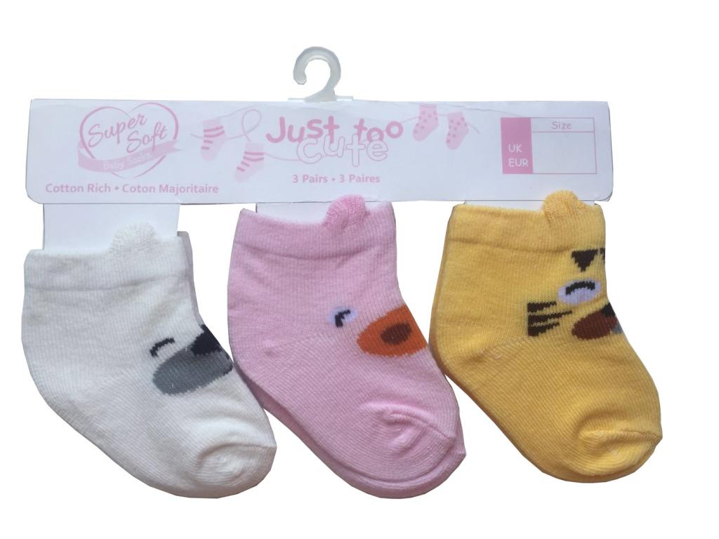 Just Too Cute 24JTC8961 5055323188992 JT8961 Triple Pack Socks " Faces" (0-12 months)