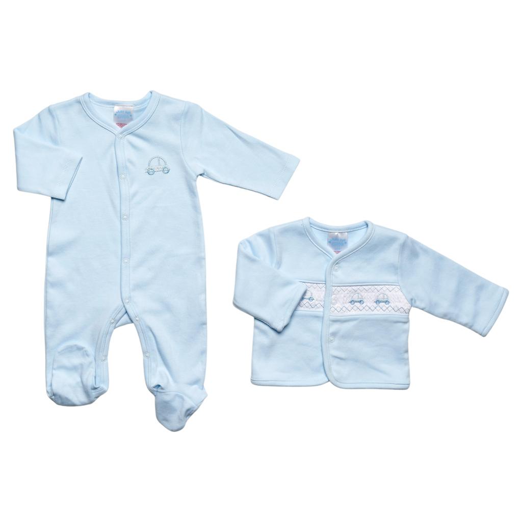 Just Too Cute 40JTC8395 * JT9535 "Cars" Smocked 2 Piece Set (0-6 months)