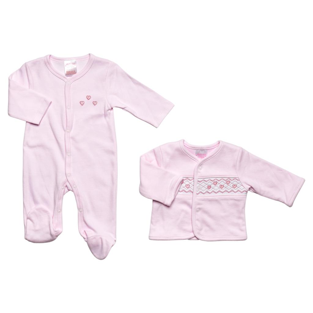 Just Too Cute 40JTC8395 * JT9536 "hearts" Smocked 2 Piece Set (0-6 months)