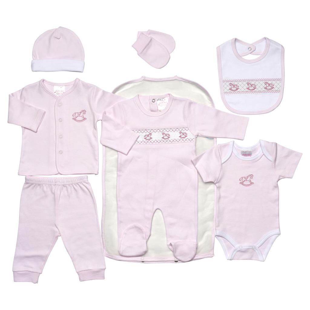 Just Too Cute 45JTC9164 * JT9572 7 Piece "Horse" Smocked Layette Set (0-6 months)