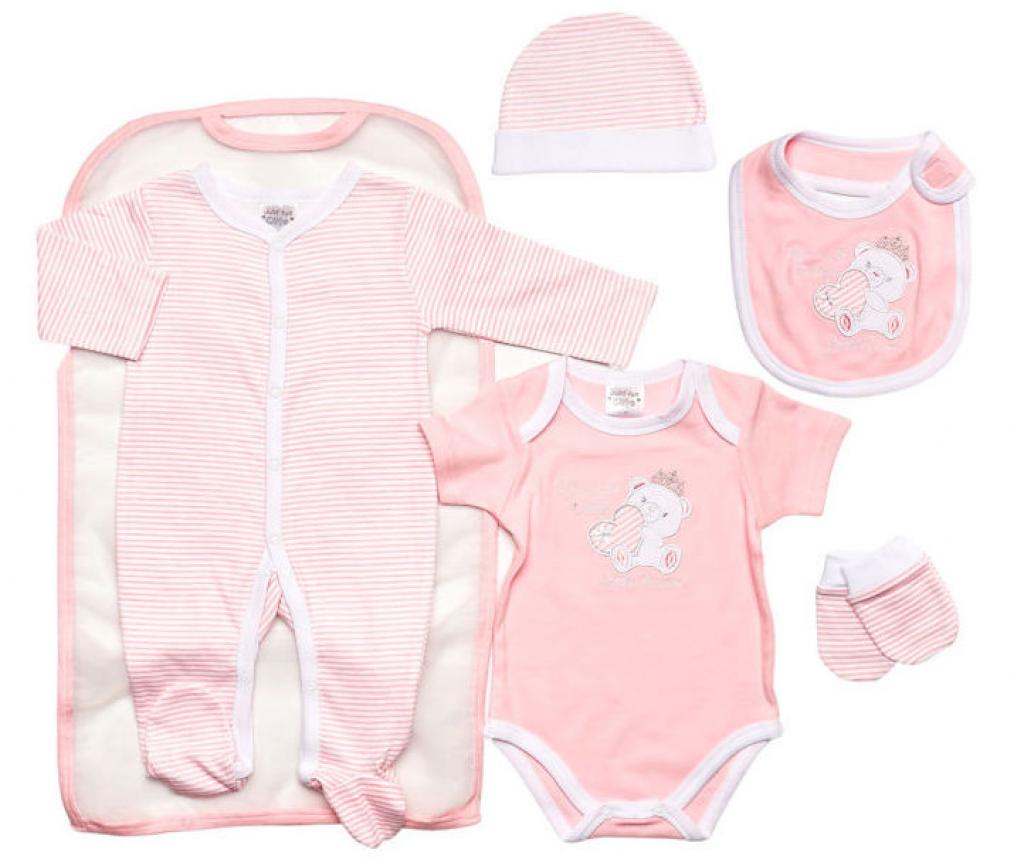 Just Too Cute 65JTC9721 * JT9721p "Bear and Heart" 5 Piece Layette Set (0-6 months)