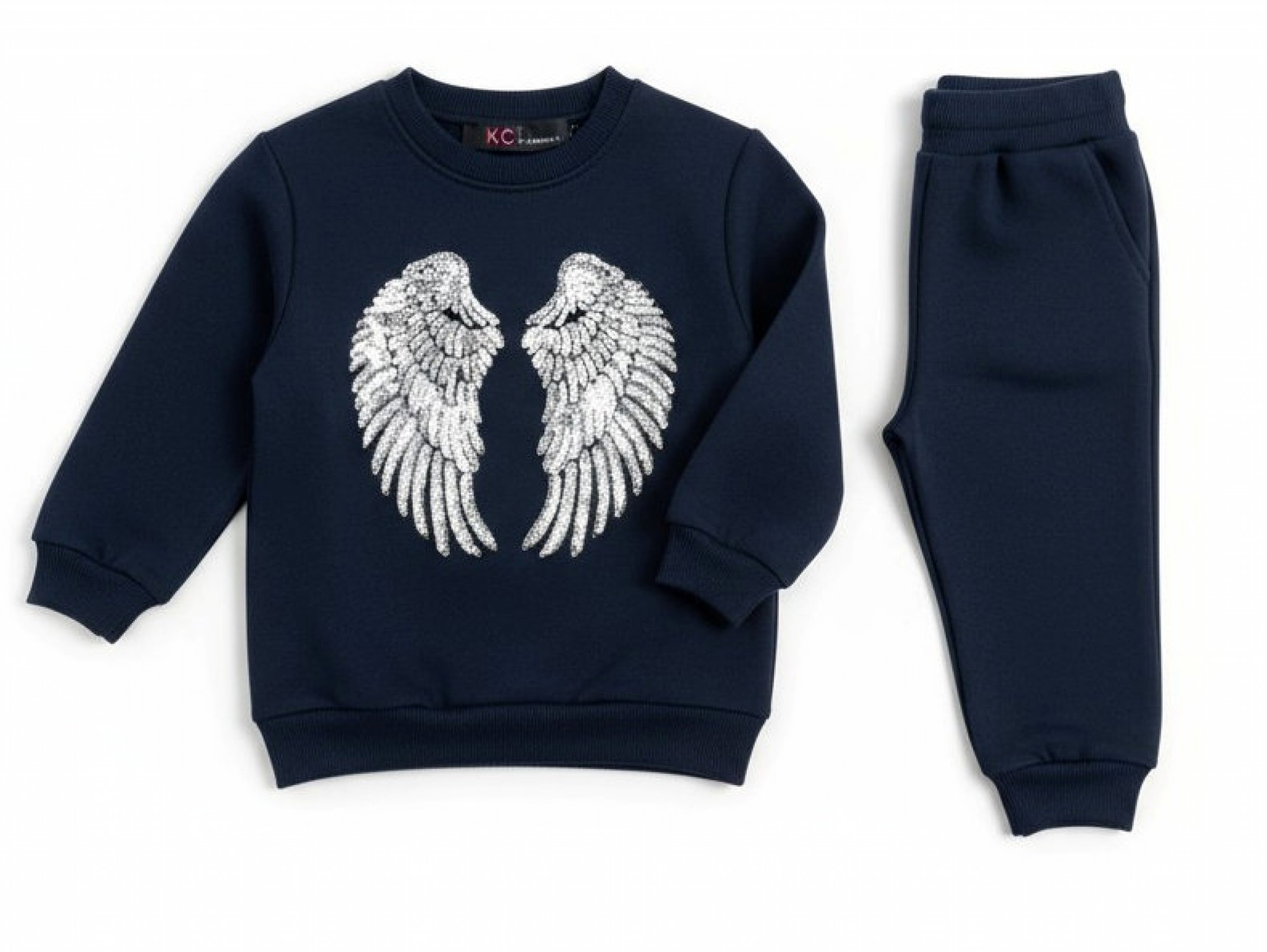 Kids Club London   KC3036-B Black Angel Wings Coordinating Set (6-24 months)