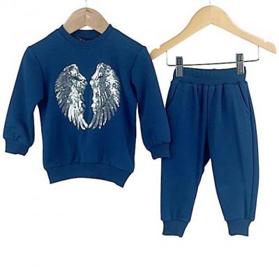 Kids Club London   KC3036-N Navy Angel Wings Coordinating Set (6-24 months)