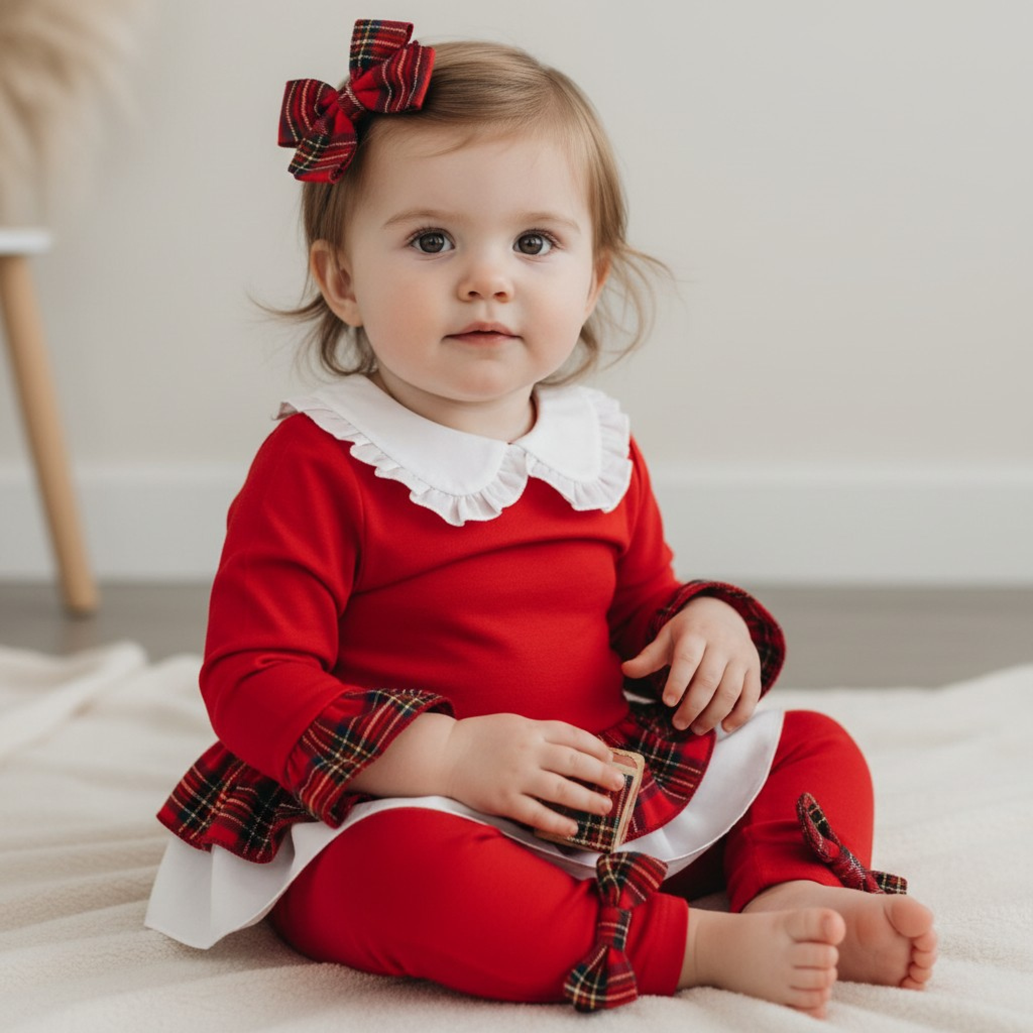 Kids Club London 3593RED * KC3593 Red Tartan set (6-24 months)
