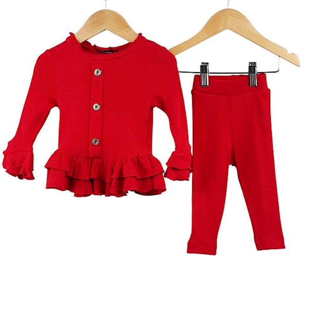 KCL London 3860 * KC3860R Red Frill Two Piece Set (12-24 months)
