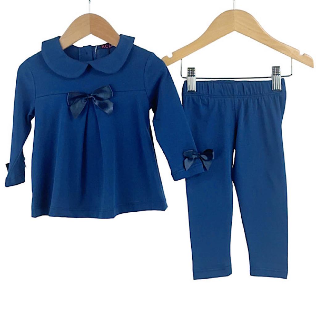 KCL London 3890 * KC3890N Navy Bow Two Piece Set (12-24 months)