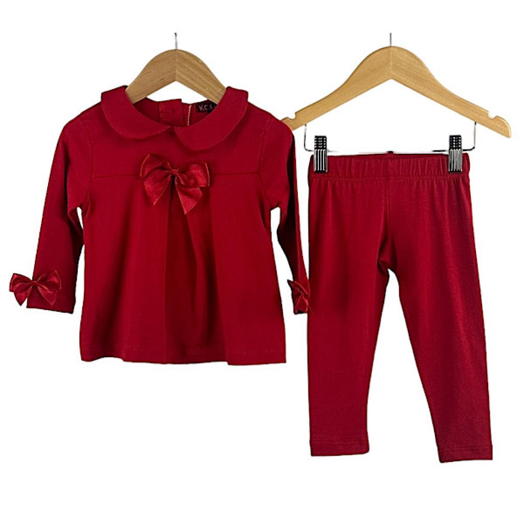 KCL London 3890 * KC3890R Red Bow Two Piece Set (12-24 months)