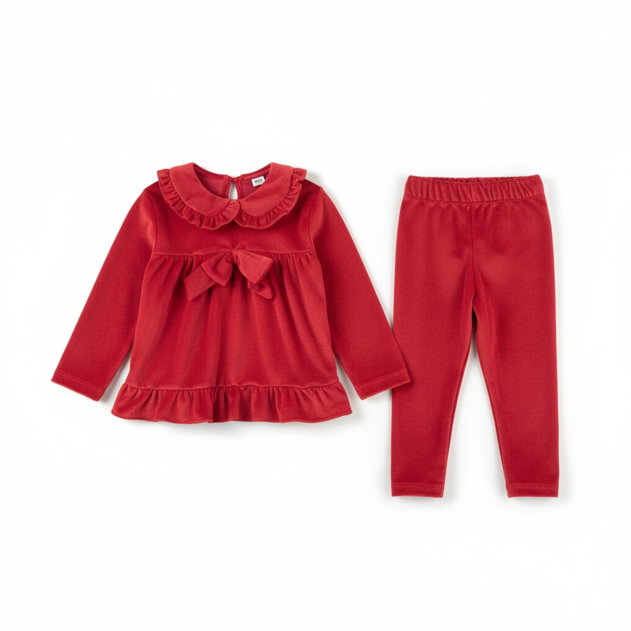 Kids Club London KCL3951SMALLRED * KC3951R Red Velour Set (6-24 months)