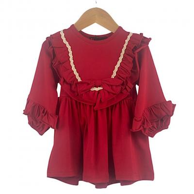 Kids Club London   KC5186R Red Laced Bow Dress (12-24 months)