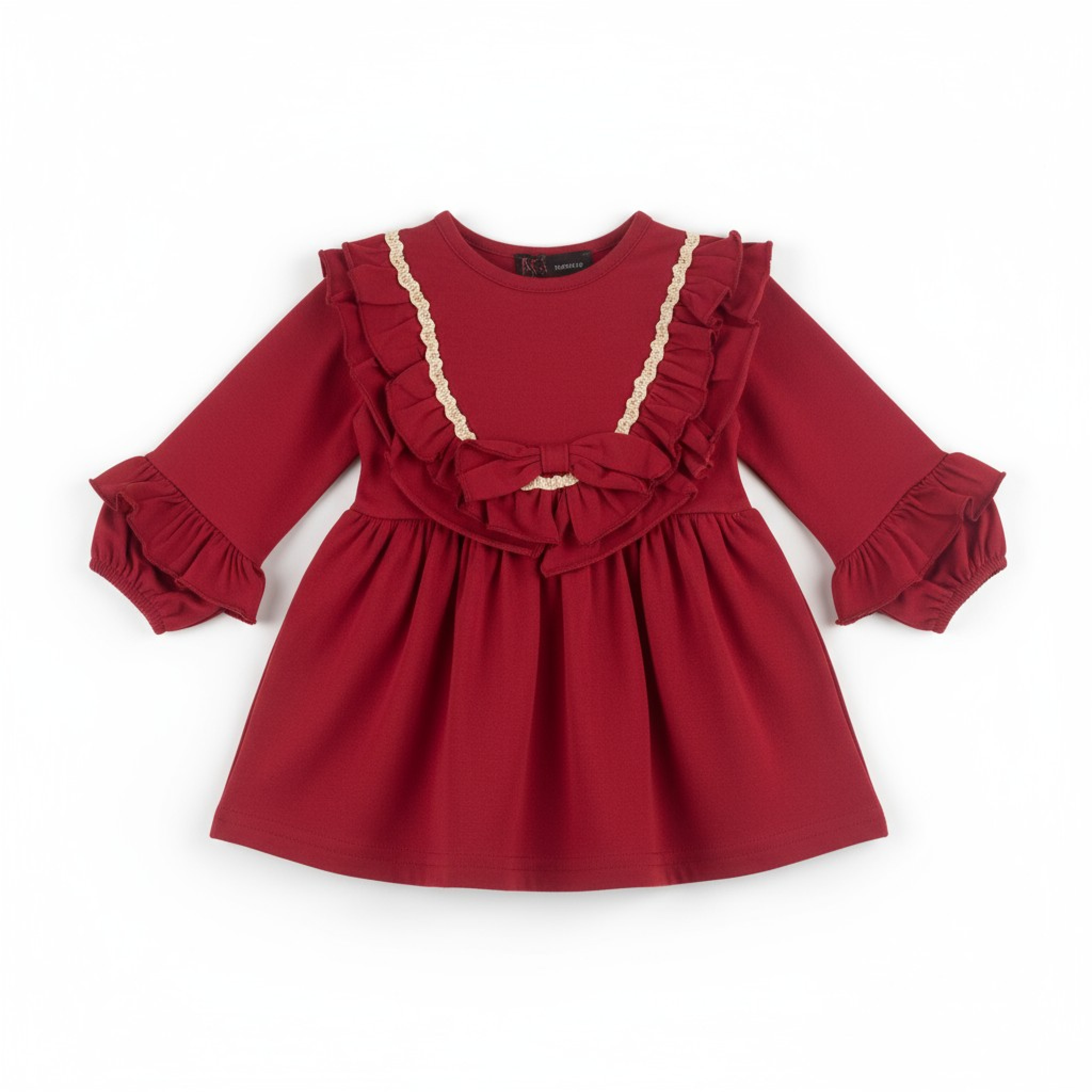Kids Club London   KC5186R Red Laced Bow Dress (12-24 months)