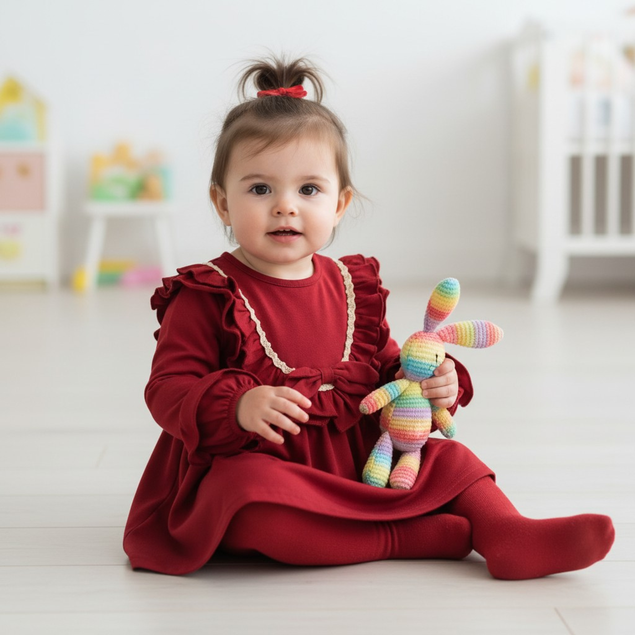 Kids Club London   KC5186 Red Laced Bow Dress (12-24 months)