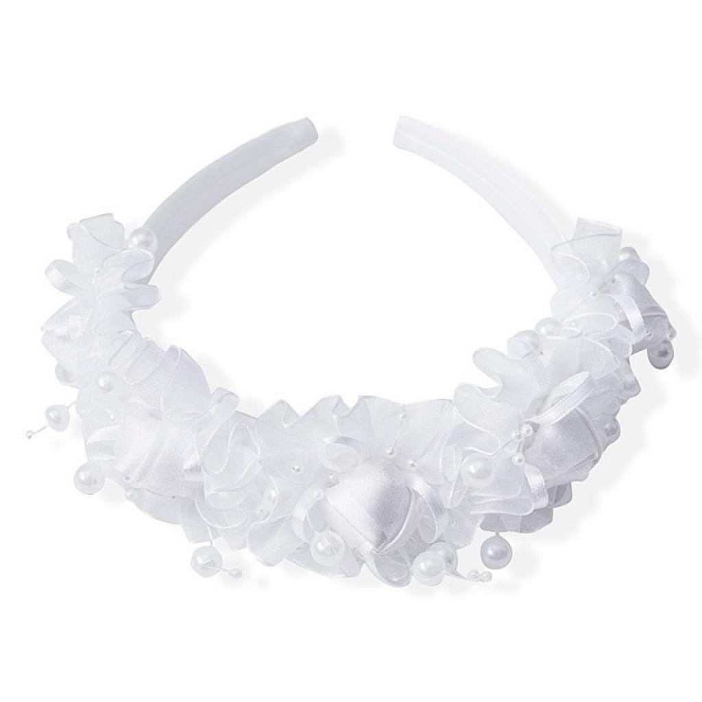 Kids Club London   KCAT99-W Organza and Bead Headband White